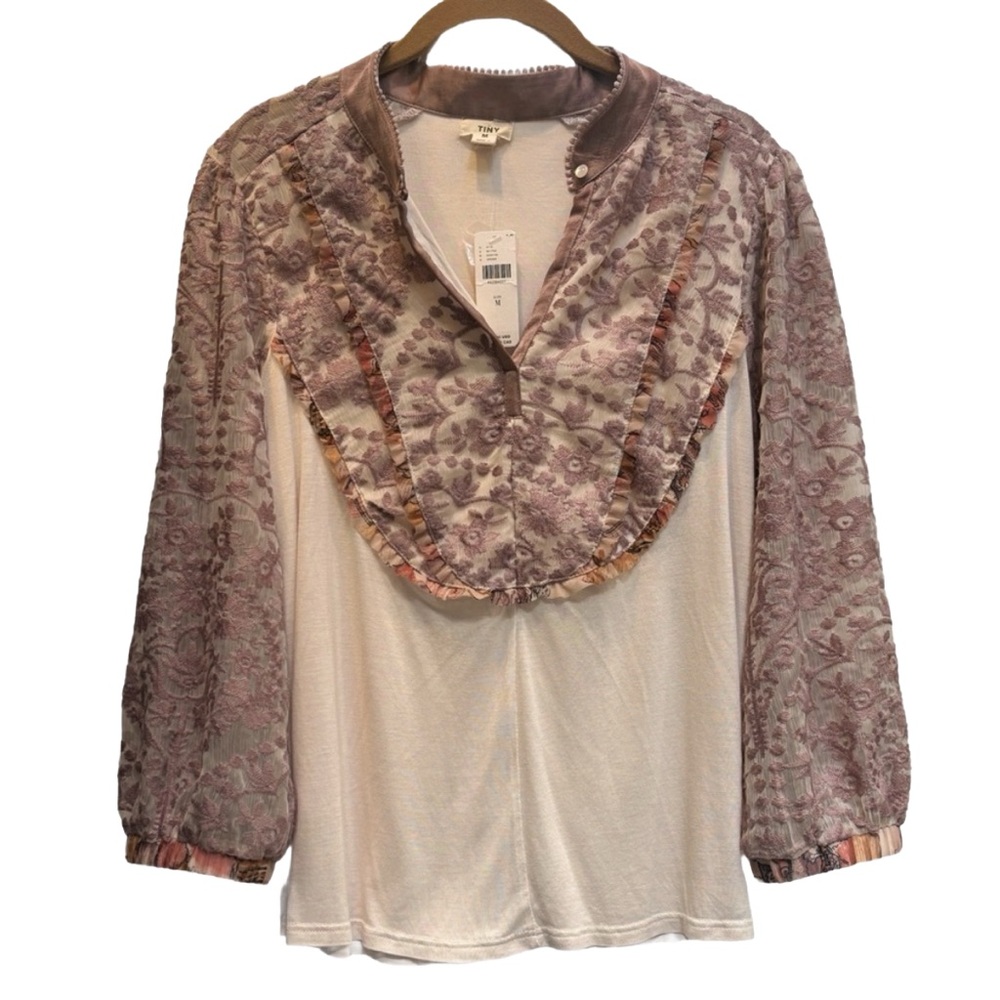 NWT TINY by Anthropologie Embroidered Cottagecore Blouse in Ivory | Medium 🍂